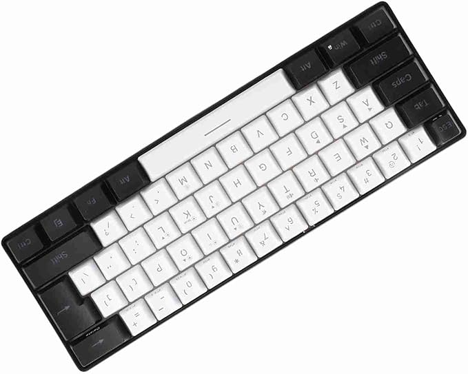 Brrnoo 61-Key Ergonomic Mechanical Gaming Keyboard with RGB LED Backlight Wired Keyboard for PC Office Use White