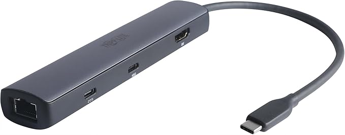 Tripp Lite USB C Hub 6-in-1 Multiport Adapter 8K HDMI USB C Port 100W PD Charging + 10 Gbps Data 1 Gbps Ethernet 2 USB 3.2 Ports Plug-and-Play for Mac &amp Windows 1-Year Warranty (U442-DOCK40-
