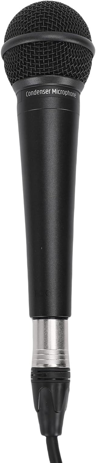 Handheld Condenser Microphone Professional Mic 48V Phantomes Power for Live Streaming Recording Performance Zinc Alloy Body with 300cm XLR Cable