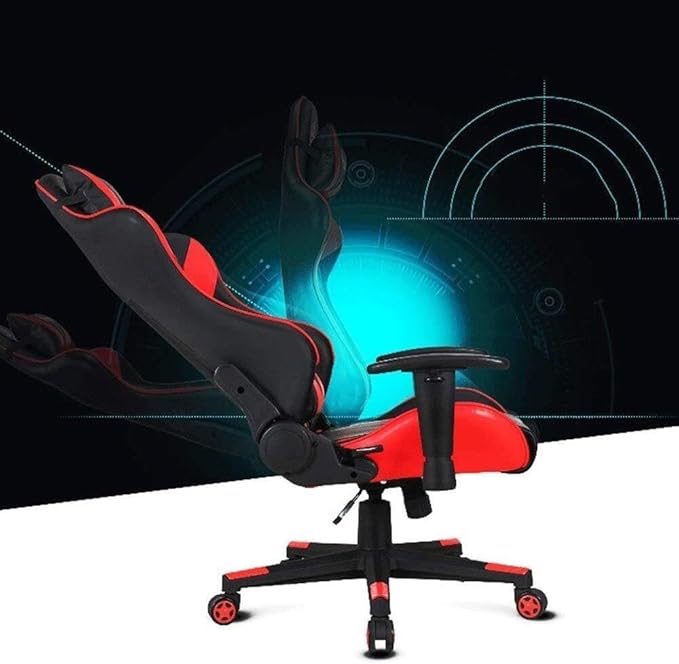 Ergonomic Gaming Office Chair with Reclining Back PU Leather Adjustable Footrest Lumbar &amp Headrest Support(Blue)