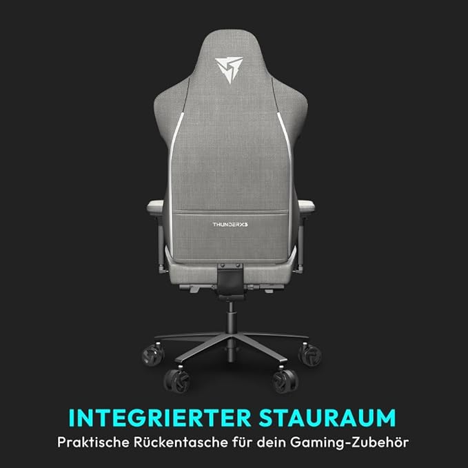THUNDERX3 CORE Gaming Chair for Adults Ergonomic Office Chair High Back Desk Chair Synchronous Tilt Forward Tilt 360° Self-adjusting Lumbar Support Multipurpose Footrest Fabric Loft Light Grey