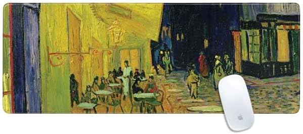 Skinit Large Gaming Mouse Pad - Officially Licensed Cafe Terrace at Night by Van Gogh Design with Stitched Edges Waterproof Non-Slip Rubber Base Desk Mat for Keyboard &amp Mouse