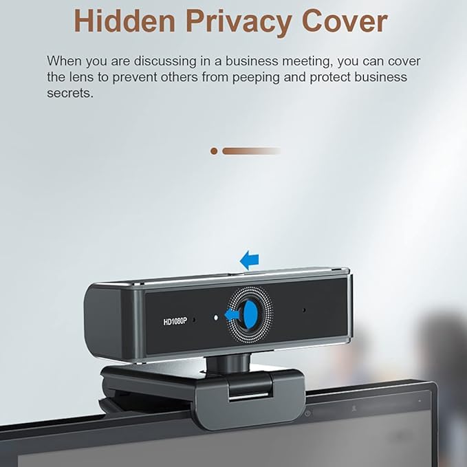 1080p Business Webcam with Built-in Microphone Autofocus Full Web Computer Camera