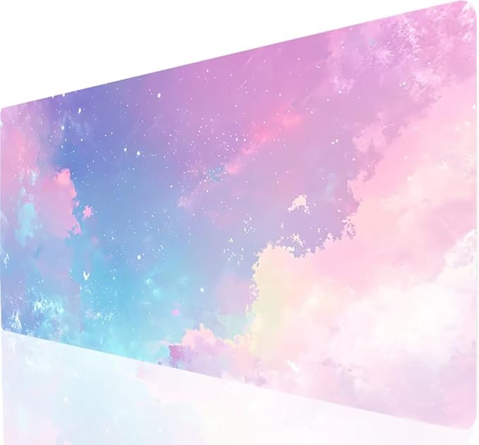 Large Mouse Pad Starry Sky Desk Mat Pink Office Gaming Mouse Pad with Stitched Edges 32x12in Extended Mousepad with Non-Slip Waterproof Rubber Base for PC Laptop Desk Home Office Accessories a-6726