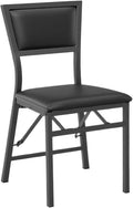 Adjustable Office Computer Chair with Armrest 1pcs Black Foldable Dining Chairs with Cushion Heavy Duty Metal Frame for Small Spaces