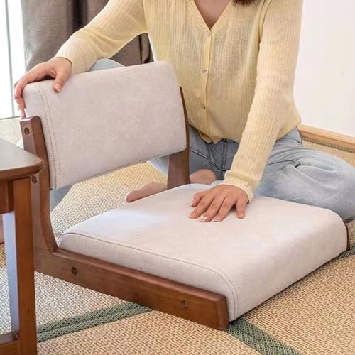 BTZHY Floor Chair Tatami Chair with backrest Meditation Floor Chair Portable Legless Chair Japanese Style Wooden Lazy Sofa Bay Window Balcony Living Room Chair Floor seat