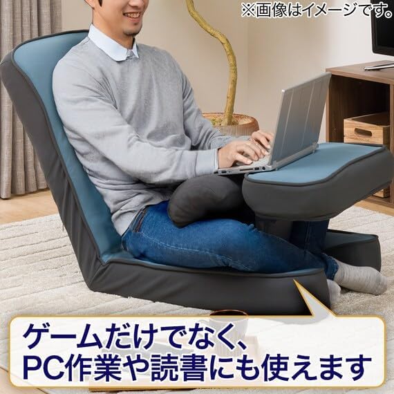 Nitori 5688889 Gaming Chair 2 Blue Width 19.3 x Depth 34.6 x Height 28.0 inches (49 x 88 x 71 cm)
