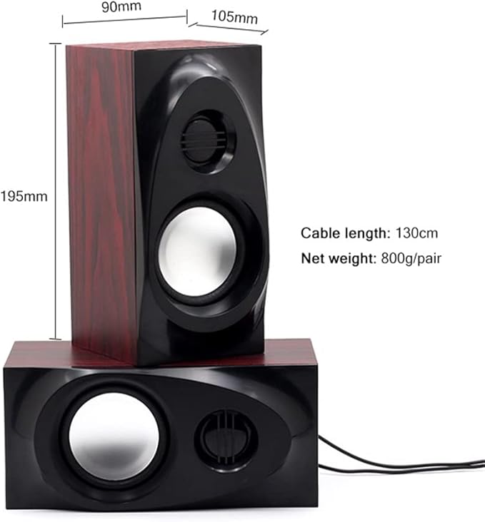 Computer Stereo Wooden Desktop Speakers 3.5mm AUX Input USB Power Computer Speakers for Laptop Desktop Phone Audio Loudspeaker