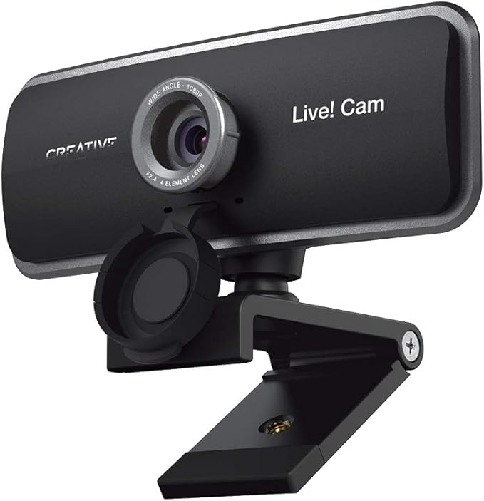 Creative Live! Cam Sync 1080p Full HD Wide-Angle USB Webcam with Dual Built-in Mic Privacy Lens Cap Universal Tripod Mount High-res Video Calling Recording and Streaming Camera for PC or Mac
