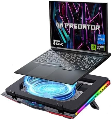 Cooling Pad for Acer Predator Triton 500 Gaming Laptop Cooler with Powerful Turbo Cooling Fan Can Fast Cooling CPU+GPU 40°C Variable Speed6 RGB Light ModeTouch ControlLCD Screen