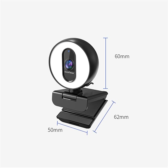 Web Camera Webcam 1080P 60FPS Autofocus PC Camera with Microphone Ring Light Web Camera Cover Computer Laptop Web cam OBS Streaming Video for Gaming Video Calling Recording (Color : 1080P 60FPS)