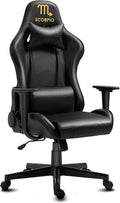 DIKEP Gaming Chair with Headrest and Lumbar Support Height Adjustable Swivel Office Chair High-Back Recliner Black