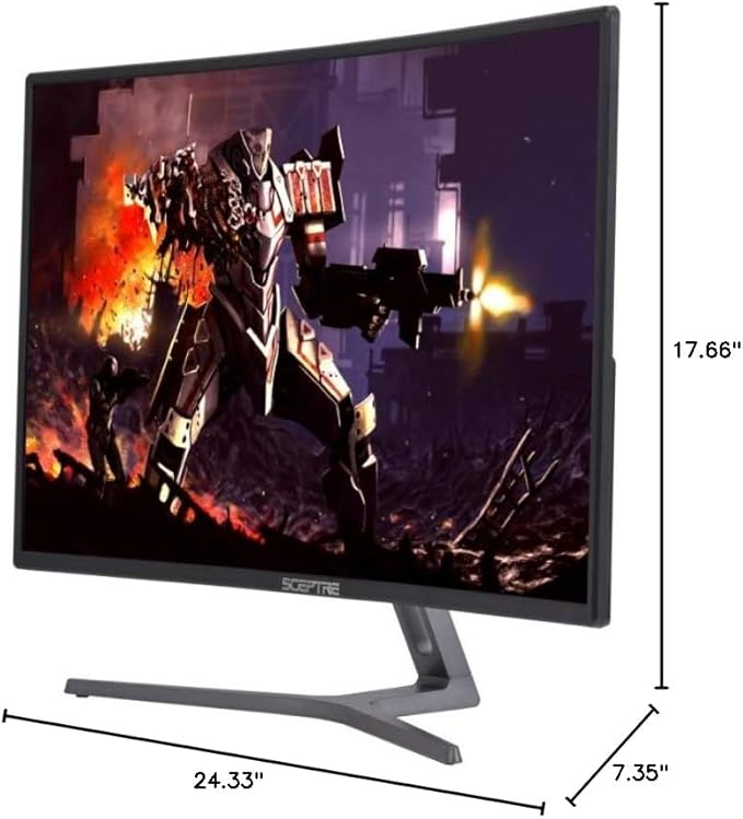 Sceptre C275B-144RR AMD FreeSync DisplayPort HDMI DVI Ports 27 Curved Professional 144 Hz Monitor Metal Black