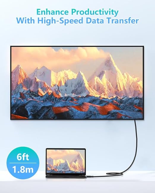 Thunderbolt 4 Cable 6ft (1.8 Meter) 2 Pack USB C Display Cable 40 Gbps Data Transfer 240W Charging 8K Display Compatible with MacBooksHub and Docking