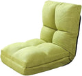 ELEFOCUS Adjustable 5-Position Folding Sofa Chair Padded Lazy Floor Recliner Bed for Gaming - Yellow Linen Lounge Sleeper Seat(Green)