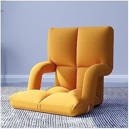 ELEFOCUS Adjustable Floor Chair Chaise Longue Sofa with Backrest Foldable Comfortable Sofa for Living Room Bedroom Balcony(Gelb)