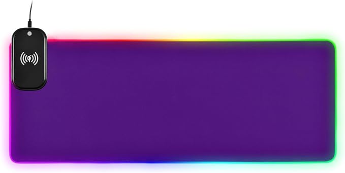 Purple Mouse Pad Gaming Mousepad Non Slip Desk Mat Wireless Charging Keyboard Mats Pad RGB Computer Mouse Pads for Office Home Desktop 35.4 x 15.7 in