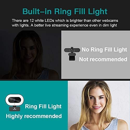NexiGo StreamCam N930E with Software 1080P Webcam with Ring Light and Privacy Cover Auto-Focus Plug and Play Web Camera for Online Learning Zoom Meeting Skype Teams PC Mac Laptop Desktop