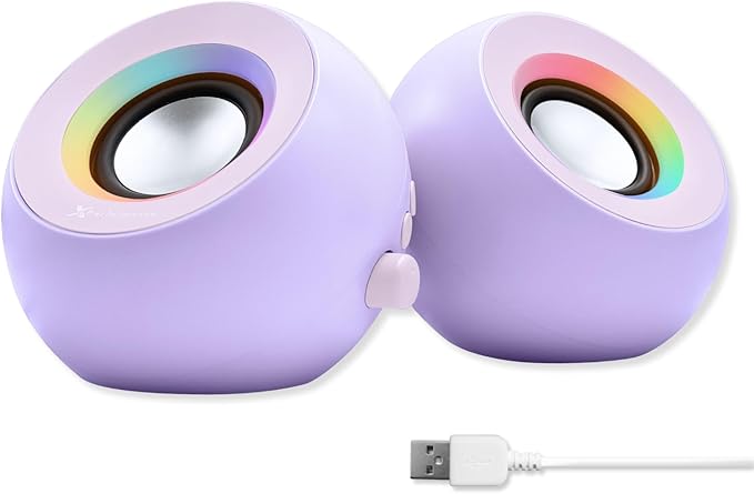 X9 Performance Purple Computer Speakers for Desktop PC with RGB Lighting Bluetooth USB and AUX - Triple Mode Connection Dual 2.25 Drivers for Work and Play - Bluetooth PC Speakers - Purple