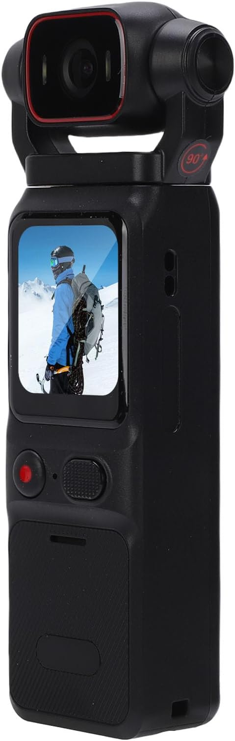 4K Handheld Vlog Camera with 180 Rotation Screen 140 Wide Angle Lens 720P/120fps High Speed Recording 6 Axis Gyroscopefor Videos Travel Car Vlog