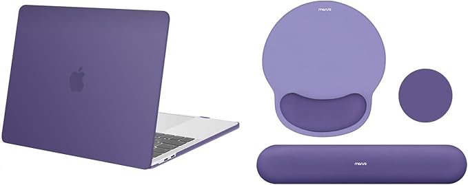 MOSISO Circle Curved Wrist Rest Support for Mouse Pad&ampKeyboard Set&ampCompatible with MacBook Pro 13 inch Case M2 2024-2016 A2338 M1 A2251 A2289 A2159 A1989 A1708 A1706 Plastic Case Imperial Pu