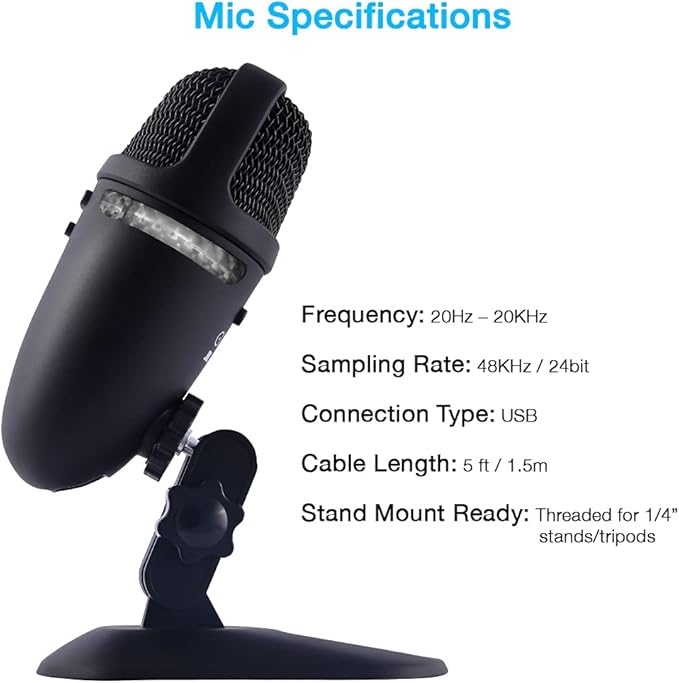 Cyber Acoustics CA-3610 2.1 Multimedia Speaker System with Subwoofer and Premium USB Microphone with Dual Recording Patterns Great for Gaming