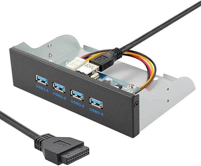 Cablecc USB 3.0 HUB 4 Ports Front Panel to Motherboard 20Pin Connector Cable for 5.25 CD-ROM Bay