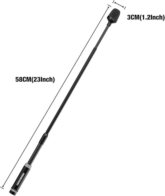 Gooseneck Microphone 23 Inch DJ Mic Professional Dynamic Bob Barker Microphone for Audio MixerDedicated DiscShoutingKTV BarPodiumConferenceMetal Supports 360°RotationBending3-pin XLR