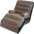 Generic Portable Inflatable Gaming Chair with Armrests for Adults Brown 140cmx85cmx80cm