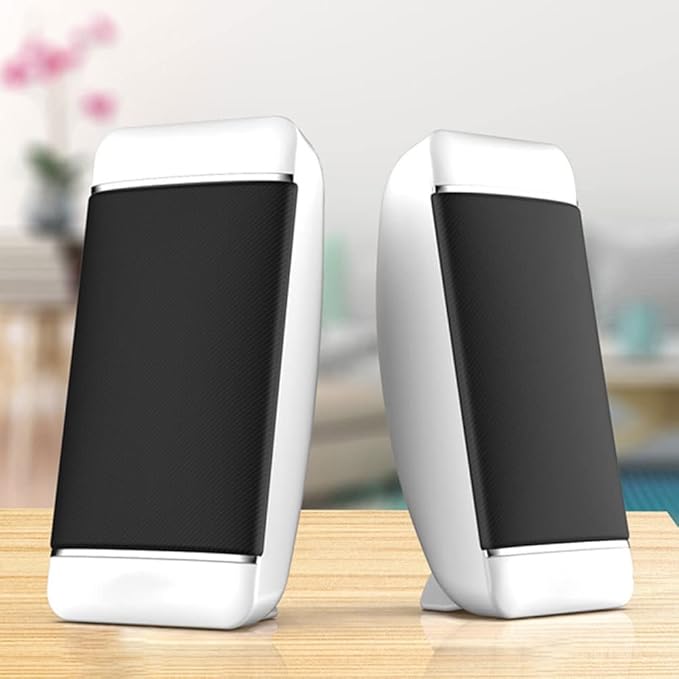 Computer Speakers Mini Speaker with USB Powered 3.5 mm AUX-in Portable Speaker for Computer Laptop Notebook Desktop (Color : White)