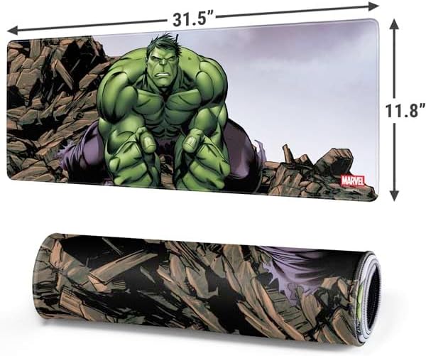 Skinit Large Gaming Mouse Pad - Officially Licensed Hulk Design with Stitched Edges Waterproof Non-Slip Rubber Base Desk Mat for Keyboard &amp Mouse 31.5 x 11.8 inches