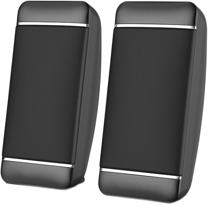 2 Pieces Wired Computer Speakers USB + AUX Mini PC Speaker for Laptop Desktop Phone 5W Audio Multimedia Loudspeaker with High Fidelity Sound (Black)