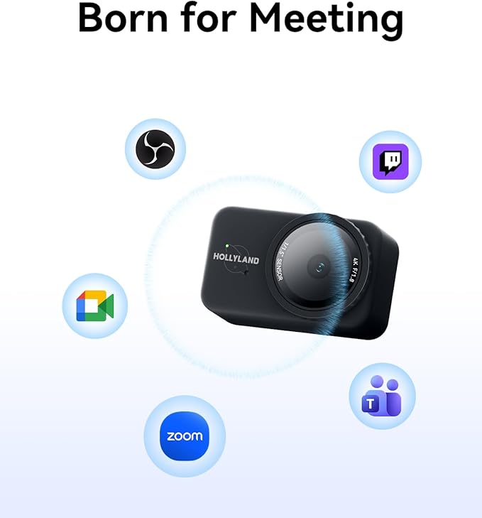 Hollyland Lyra Webcam UHD 4K Webcam for PC 1/1.5 Sensor Auto Framing PDAF Control for Live Streaming Video Calls Gaming Works with Zoom Teams Twitch &amp More