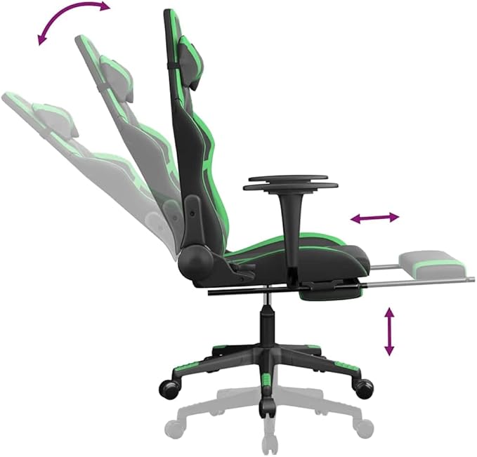Ergonomic Gaming Chair with Adjustable Height Lumbar Support Swivel Function Footrest for Office Desk Game Room