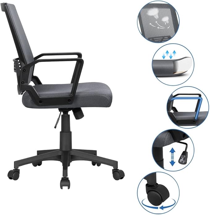 Office Chair Gaming Chair Computer Chair Mid-Back Mesh Adjustable Ergonomic Computer Chair Chair Gaming Furniture Chair Office Ergonomic Chair