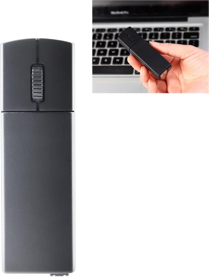 Wireless Mouse Mini Small Wireless Mouse Travel Mouse Portable Mini Cordless Mouse Rechargeable Wireless Mouse 2.4G Optical Mouse with USB Receiver for PC Laptop Computer(Black)