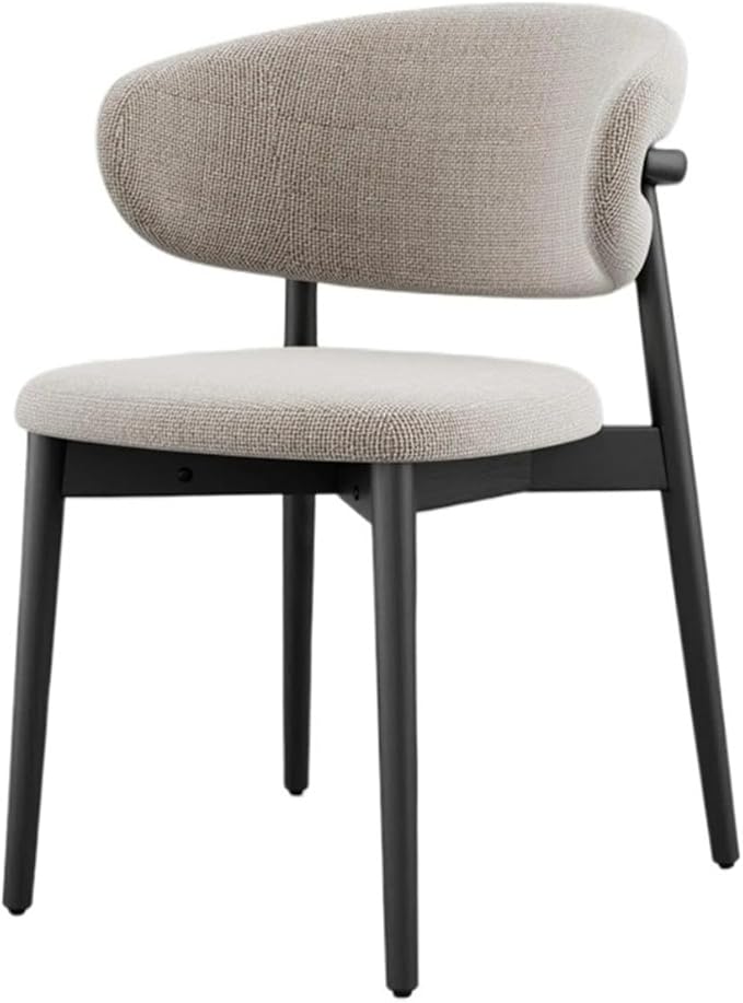 Adjustable Office Computer Chair with Armrest 1pcs Modern Solid Wood Upholstered Dining Chairs with Curved Backrest Natural Wood Legs(Black)