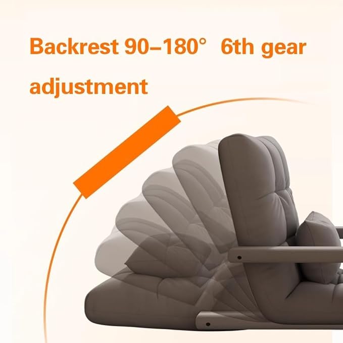 ELEFOCUS 6-Position Adjustable Folding Floor Chair - Comfy Recliner Gaming Sofa for Adults Lazy Lounge Couch with Arms(Grey)