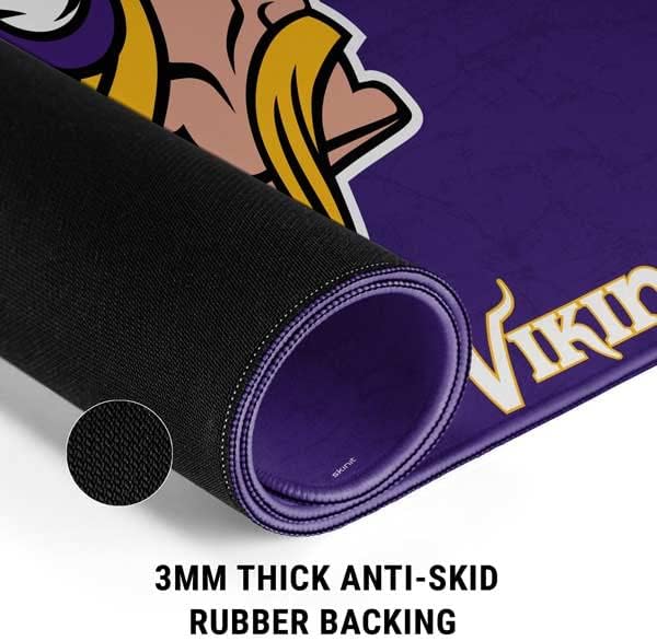 Skinit Extra Large Gaming Mouse Pad - Officially Licensed NFL Minnesota Vikings Distressed Design with Stitched Edges Waterproof Non-Slip Rubber Base Desk Mat for Keyboard &amp Mouse