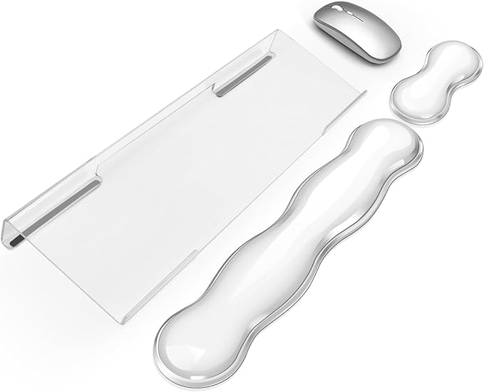 Computer Keyboard Stand with Gel Keyboard Wrist Rest Tilted Acrylic Keyboard Holder - Ergonomic Wrist Rest Support Keyboard for Typing Pain ReliefSuitable for Office/Computer/Laptop/Gaming