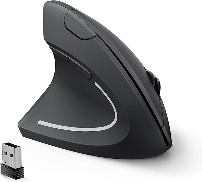 Lekvey Left Handed Ergonomic Mouse Vertical Wireless Mouse for Left Hand 2.4G USB Carpal Tunnel Lefty Mouse 3 Adjustable DPI 6 Buttons for Laptop PC Computer Mac Windows Desktop - Black
