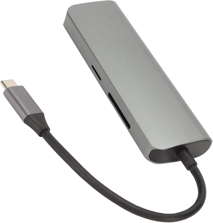 8 in 1 USB C Hub: 4K 3 USB3.0 Ports 100W PD Charging USB C Data Port Storage Memory Card Readers Grey Aluminum Alloy