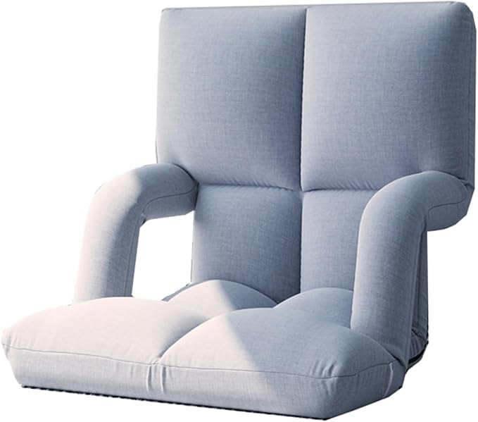 Folding Floor Chair with Back Support Adjust Lay Flat Recliner Folding Floor Gaming Chair Japanese Floor Chair Foldable Ergonomic Single Sofa Seat for Living Room Bedroom(/Gray A)