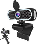 4K Autofocus Webcam for PC and Laptop USB Plug &amp Play Camera with Dual Noise-Reducing Microphones Low-Light Enhancement Privacy Shutter Tripod Compatible Works with Zoom/Teams/Google Meet