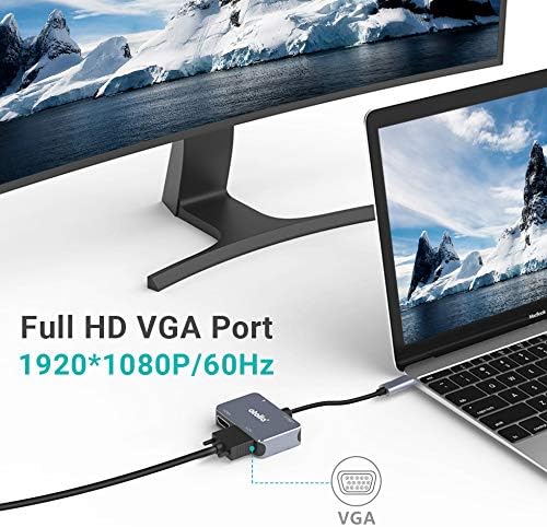 Atolla USB C to HDMI 4K@30Hz Adapter - 1080P VGA &amp USB 3.0 High Speed Ports + 60W PD for MacBook Pro &amp More Type C Devices