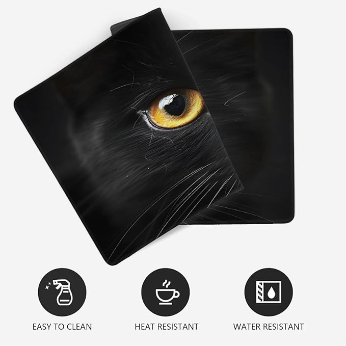 Black Animal Cat Eye Large Mouse Pad Gaming Mousepad Desk Mat for Desktop Computer Keyboard Waterproof Mouse Mat Desk Pad with Non-Slip Base for Game School Office Home 35.4 x 15.7