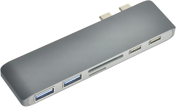 USB Type C 6 in 1 Type-C USB-C Hub Adapter Dual USB 3.0 Port Thunderbolt 3 for MacBook Pro