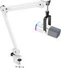 FIFINE Gaming Microphone Pack with Metal Boom Arm Stand RGB Mic with Gain KnobMic MuteMonitoring Jack Boom Arm Bundle with Adjustable Range5/8 Screw for Streaming Podcast Recording (AM8W+BM63W)