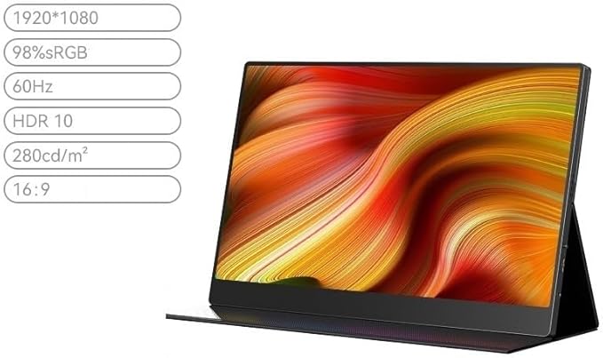 Portable Laptop Monitor 1080P IPS Portable Monitor External Laptop Secondary Screen 60hz Extended Gaming Display