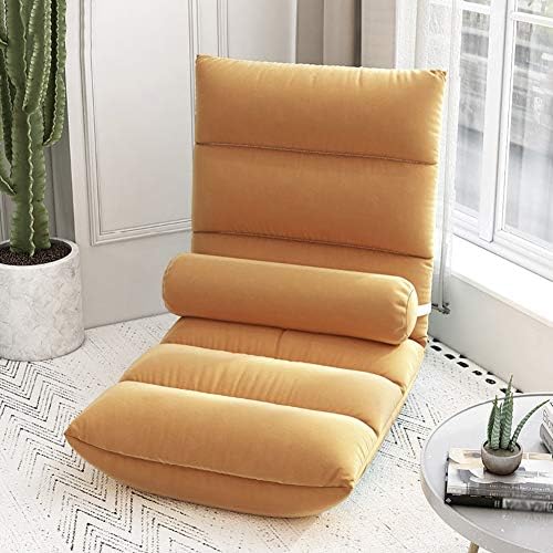 Floor Chair Indoor Adjustable Floor ChairFloor chair Foldable meditation chair 5 gears Adjustable Backrest Padded floor chairs with Removable Headrest for balcony Bay window 6 colour (Color : Orang